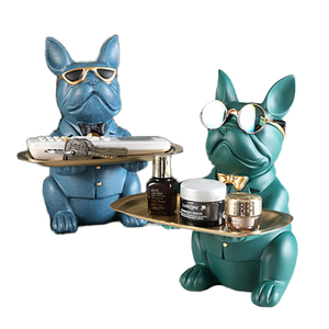 Style nordique bouledogue français résine artisanat motif Animal clé bijoux stockage maison Table décor cadeau pour les amoureux des chiens - Product Image 1