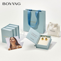 Boîtes à bijoux personnalisées avec logo imprimé, recyclables, en forme de livre, pour boucles d'oreilles, colliers, avec pochette