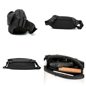 Unisex New Customized Sports Waist <b>Bag</b> Multifunctional Waterproof Nylon Leather Zipper Fashionable <b>Black</b> Running <b>Bag</b> - Product Image 2