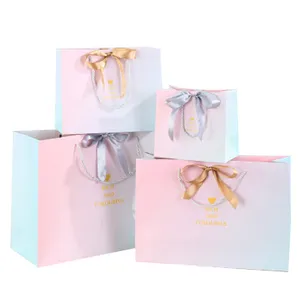 Manufacturer Supplier Customized Design High Quality Luxury Cardboard Jewelry Shopping Paper Bags With Ribbon Handle