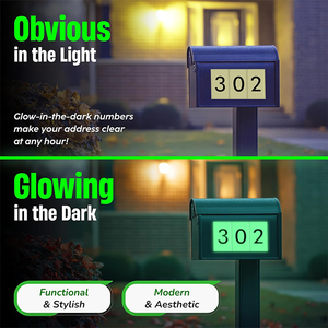Numéros <span class=keywords><strong>de</strong></span> <span class=keywords><strong>maison</strong></span> en aluminium qui brillent dans le noir, plaques d'adresse lumineuses pour usage extérieur, étanches, panneaux <span class=keywords><strong>de</strong></span> porte lumineux autocollants - Product Image 6
