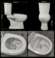 WC chinois en céramique et lavabo allongé deux pièces, couleur ivoire