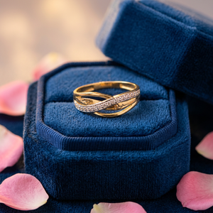 Elegant 24K <b>Gold</b> <b>Cocktail</b> <b>Ring</b> Crossover Design Stylish Women's Jewelry Modern Band Luxury Look Wedding Gift Her Daily Wear - Product Image 3