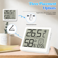 Digitales Innenthermometer Hygrometer mit Emoticon-Gesicht LCD-Anzeige mit Uhrzeit Wecker Plastik für Zuhause Babyzimmer 24-Stunden-Temperaturanzeige