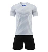 Özel Beyaz Chevron Futbol Forması Şort Takımı Kişiselleştirilmiş Futbol Üniforması Toptan %100 Polyester Isı Transfer Baskılı 220g