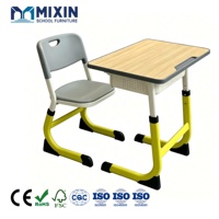 Ensemble de bureau et chaise réglables en plastique moderne, durable et écologique pour écoliers, avec panier, pour l'école - Vente en gros