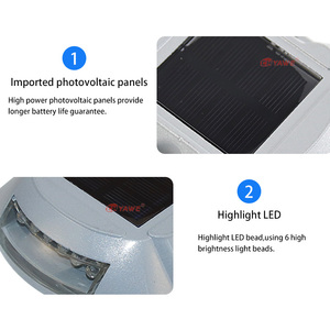 Luz de Advertencia Intermitente LED con Forma de <span class=keywords><strong>Herradura</strong></span>, Alimentada por Energía Solar |   Tachuela de Aluminio para Carretera de 106*95 mm - Product Image 3