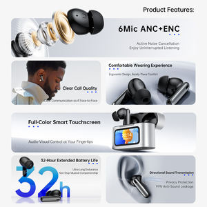 VALDUS タッチスクリーン Bt 5.3 TWS ワイヤレスイヤホン 6マイク ANC+ENC JLチップセット搭載 タッチスクリーンヘッドホン＆イヤホン - Product Image 3