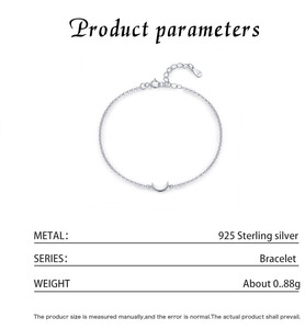 S925 Silver Minimalist Moon Chain <b>Bracelet</b> Everyday Wear Unisex Simple Silver Tone Crescent Moon <b>Bracelet</b> For Women Jewelry - Product Image 2