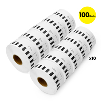 100x étiquettes d'expédition de longueur continue auto-adhésives compatibles Brother DK-22210 Dk-2210