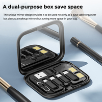 Kit de câble USB Type-C multifonctionnel 6-en-1 60W 3A à charge rapide avec support de téléphone miroir et adaptateur de voyage pour iOS/Android