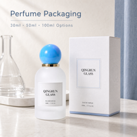 Flacon de parfum en verre givré de 30 ml, 50 ml, 100 ml avec bouchon à bille bleu et pompe pulvérisatrice pour l'emballage de parfums