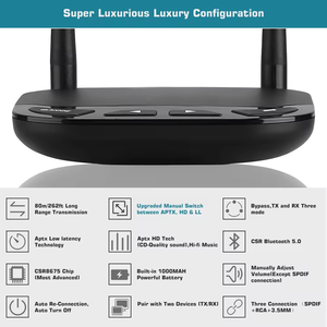 Émetteur-récepteur Bluetooth 5.0 B27 pour TV, prend en charge 2 casques, <span class=keywords><strong>RCA</strong></span> AUX 3.5mm, <span class=keywords><strong>fibre</strong></span> <span class=keywords><strong>optique</strong></span>, <span class=keywords><strong>adaptateur</strong></span> Bluetooth - Product Image 5