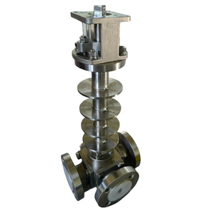 แอคชูเอเตอร์แบบทนอุณหภูมิสูง หน้าแปลน ANSI600lbs DN50 เหล็กตีขึ้นรูป A105 แบบ T/L บอลวาล์วสามทาง - Product Image 3