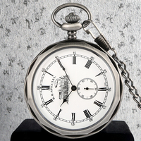 Montre de poche mécanique Steampunk antique unique à petit cadran, affichage apparent, en acier inoxydable, à remontage manuel, avec pendentif