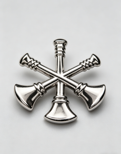 เข็มกลัดโลหะรูปทรงแตรสามดอกไขว้แบบกำหนดเอง รุ่น 3D Divison Chief ชุบทอง/นิกเกิล ทำจากโลหะผสมสังกะสี สำหรับของที่ระลึกและเครื่องแบบ - Product Image 5