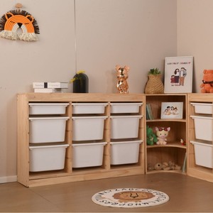 Armoire de rangement en bois avec bacs en <span class=keywords><strong>plastique</strong></span> <span class=keywords><strong>pour</strong></span> la chambre des enfants, organisateur de jouets, meubles de crèche, salle de jeux <span class=keywords><strong>pour</strong></span> enfants - Product Image 2