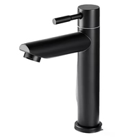 Robinet de lavabo en acier inoxydable noir mat à installation facile, monocommande eau chaude/froide, pour salle de bain, économiseur d'eau