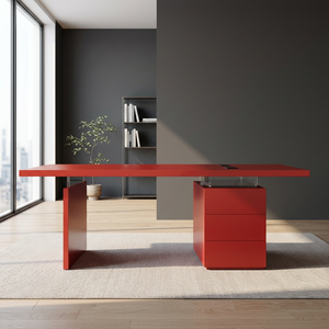 Modern Solid <b>Wood</b> Rectangular <b>Office</b> <b>Desk</b> with Storage Drawers for Executive Home Study - Product Image 3