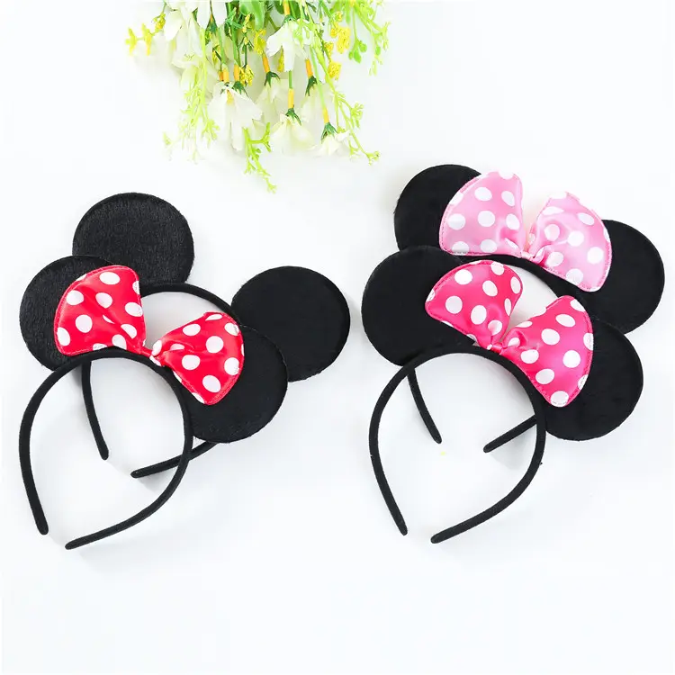 Full Sequins Cute Mouse Headband Sequined Bow Hair Accessories Children Mickey Ears Hairpin Minnie Ears