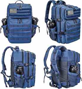 Mochila Táctica Azul de 45L, Mochila Grande para Exteriores con Sistema MOLLE para Hombre y Mujer, Diseño Geométrico de Moda - Product Image 3
