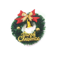 Mini couronne de Noël 2026 avec nœud et clochette, accessoires miniatures pour maison de poupée