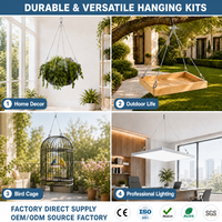 Kit de suspension pour plantes de jardin avec 3 cordons en câble d'acier inoxydable et crochets en S pour paniers de plantes