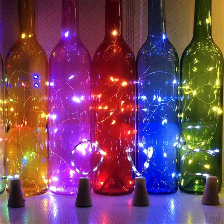 Décoration de fête de Noël et de mariage Guirlande lumineuse de bouteille en liège LED Bouchon de vin en verre alimenté par batterie
