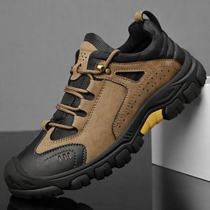 Chaussures de travail d'extérieur en cuir véritable pour hommes, best-seller de la mode, avec embout de protection, antidérapantes, basses, pour la randonnée et décontractées - Product Image 3