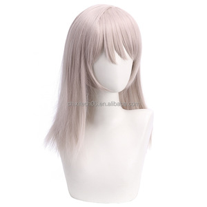 Perruque de cosplay du démon affamé <span class=keywords><strong>Kiga</strong></span> de The Lord Saint Da, simulant un cuir chevelu long et des cheveux gris-rose mi-longs - Product Image 5