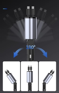 Cargador súper rápido Mini Metal Digital <span class=keywords><strong>4</strong></span> en 1 Cargador de coche 120W USB + PD Adaptador de carga de coche de carga rápida Compatible - Product Image 6