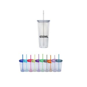 2026 Clear Water <b>Cup</b> <b>Plastic</b> Straw Cartoon Double-walled Insulated Clear Water <b>Cup</b> for Summer - Product Image 1