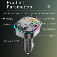 Cargador de Coche USB Doble, Kit de Coche Manos Libres con Bluetooth, Reproductor MP3, Modulador de Coche, Transmisor de Radio FM Inalámbrico