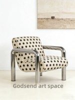 Fauteuil individuel rétro à pois style Bauhaus, fauteuil lounge de luxe léger et mobile avec structure en tube d'acier inoxydable, chaise de designer pour salons