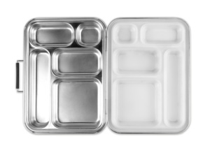 Aohea metal 5 bölmeler yemek kabı silikon sızdırmaz öğle yemeği ile 304 paslanmaz çelik bento kutusu mühürler yiyecek kutusu - Product Image 2