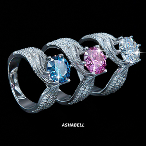 Gra S925 Sterling Silver Bạc Sang Trọng Thêm Lớn 5ct Moissanite Kim Cương Ba Hàng Sáu Prong Twist Arm Nhẫn Đính Hôn Đám Cưới Ban Nhạc - Product Image 3