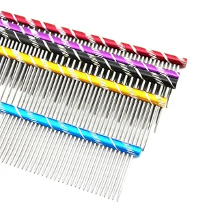 Multi Color Stainless Steel Metal Dog Grooming Comb Pet Cat Detangles And Smooths Fur Comb Brush
