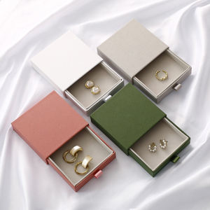 Custom Logo Fashion Sliding Drawer Jewelry Box Recyclable Paper Box Hot Selling <b>Necklace</b> <b>Storage</b> Packaging Box Portable Square - Product Image 2
