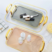 3-delige set bruiloftdecoratie transparant gouden dinerbord bruiloft feest vuurwerkpatroon charger borden fruit thee set dienblad