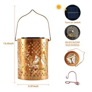 Lanterne de jardin cylindrique <span class=keywords><strong>solaire</strong></span> LED étanche blanc chaud <span class=keywords><strong>projecteur</strong></span> décoratif multi-motifs pour paysage extérieur fer ROHS - Product Image 4