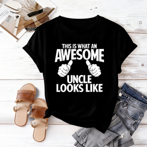 T-shirt da uomo con stampa grafica 'This Is What An Awesome Uncle Looks Like', maglietta regalo per il miglior zio, t-shirt oversize in cotone a maniche corte, streetwear, top casual - Product Image 4
