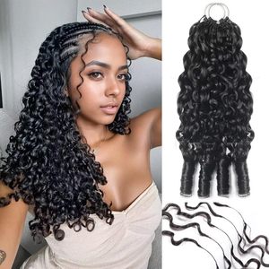 Nouvelles extensions de <span class=keywords><strong>cheveux</strong></span> humains au crochet double épaisseur, <span class=keywords><strong>bouclés</strong></span> style birman, avec nœuds miracle, pour tresses au crochet - Product Image 1