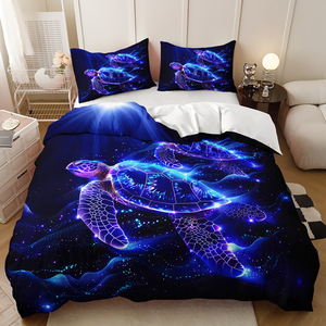 3D In Kỹ Thuật Số Màu Xanh Sâu Rùa Biển Bộ Đồ Giường Đặt Phòng Ngủ Trang Trí Duvet Cover Set - Product Image 1