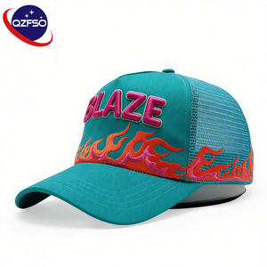 Casquette de baseball QZFSO personnalisée de haute qualité à 5 panneaux, logo brodé 3D, visière incurvée, maille, Gorras, casquette trucker en daim - Product Image 1