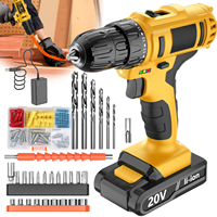 Perceuse sans fil 20V sans clé, tournevis électrique, mini perceuse DIY à vitesse variable, moteur à balais, entrepôt UE, alimentation par batterie