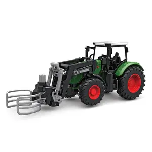 Qilong Truk Pertanian Gratis Roda Mainan Adegan Simulasi 1/24 Model Traktor Pertanian Kendaraan Mainan untuk Anak Plastik Mobil Mainan Set
