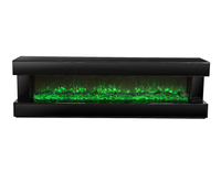 Meuble TV en bois avec miroir, support TV avec cheminée décorative, flammes multicolores et haut-parleur Bluetooth, meuble TV, table