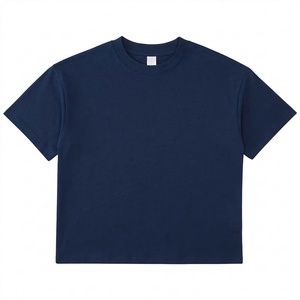 T-shirt bleu marine 100 % coton épais de qualité supérieure, coupe oversize à épaules tombantes, vierge, pour homme, vente en gros 2026 - Product Image 1