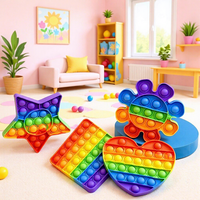 Jouet sensoriel anti-stress en silicone à bulles à presser Rainbow Pop Push Bubble Fidget Toy Squeeze Popper