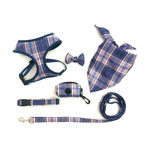 Nuevo estilo a cuadros poliéster moda <span class=keywords><strong>perro</strong></span> Bandana y arnés conjunto cómodo y ajustable para todas las <span class=keywords><strong>razas</strong></span> - Product Image 3